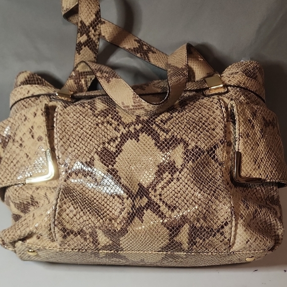 Michael Kors Large Beige Snake Print Satchel - Picture 3 of 11